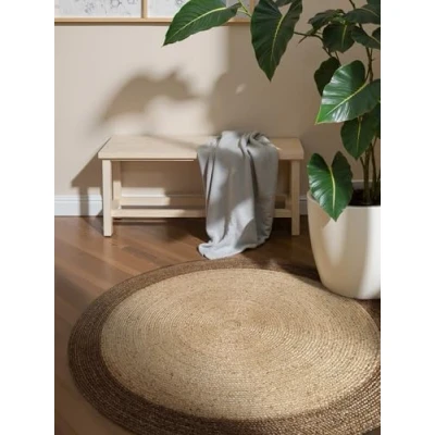 Abbildung von Hanse Home Jutta Juteteppich Natur Wohnzimmerteppich Rund aus 100% Jute, Handgewebt Robust &amp; Pflegeleicht Moderner, Boho Naturfaser Teppich, Elfenbein Greige Ø200cm
