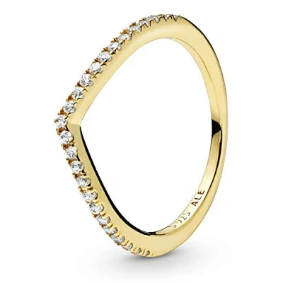 Abbildung von PANDORA Sparkling Wishbone Ring in Gold mit 14 Karat vergoldete Metalllegierung und Cubic Zirkonia Steinen Timeless Collection, Größe 52