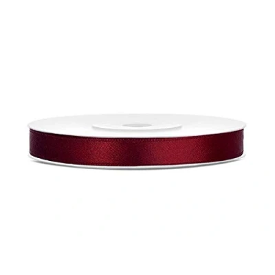 Abbildung von Satinband Polyester Schleifenband Seidenband Geschenkband 6/12/25/38/50/100 mm x 25 m (Größe 6mm 25m Farbe Bordeaux)