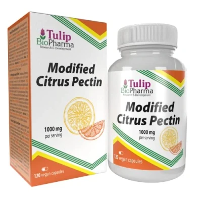 Abbildung von Tulip BioPharma Modified Citrus Pektin (MCP) 500mg 120 Vegan Kapseln, 90% Galakturonsäure, Laborgeprüft, Hochdosiert, Nicht GVO &amp; Glutenfrei
