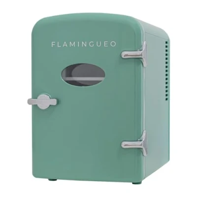 Abbildung von Flamingueo Mini Kühlschrank 4L Klein, 12V/220V, Funktion Kühlen und Heizen, Kleiner Kühlschrank, Mini, Kosmetik