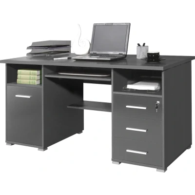 Abbildung von Germania Computertisch 0484 58 in Anthrazit, abschließbar und mit Tastaturauszug, 145 x 75 70 cm (BxHxT)