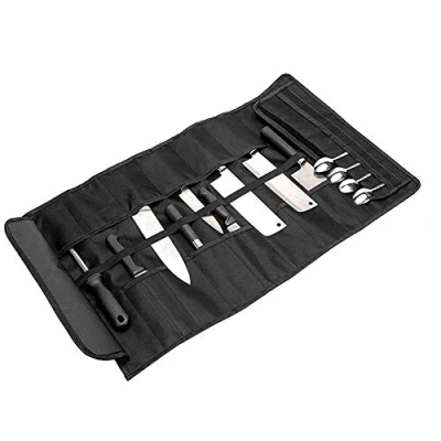 Abbildung von QEES Kochmesser Rolle, 27 Schlitze, Messertasche mit Griff, strapazierfähiger Oxford Gewebe, Messer Besteckset, Aufbewahrungstasche, Reisetasche HYDD36