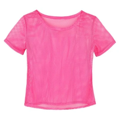 Abbildung von KarneLux Neon Netzshirt Netztop Festival Netzoberteil Netzhemd als Verkleidung für 80er 90er Jahre Outfits zu Karneval, Fasching oder Motto Partys Damen Einheitsgröße (Neon Pink)
