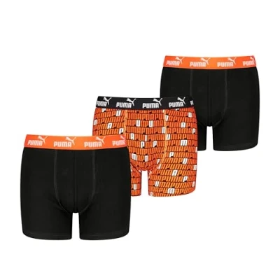 Abbildung von PUMA Boy&#039;s Elements Boxer, Black/orange, 134/140 (3er Pack)