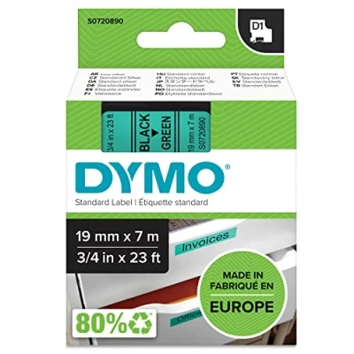 Abbildung von DYMO Original D1 Etikettenband schwarz auf grün 19 mm x 7 m selbstklebendes Schriftband für LabelManager Beschriftungsgerät