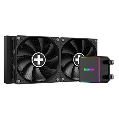 Abbildung von Xilence LQ240PRO AMD und Intel 240mm AiO Wasserkühlung, AM5/AM4, LGA 1700/2066/2011/1151/1150/1155/1156/1200, 300W TDP, 2x 120mm FDB PWM Lüfter, für hohe Kühlanforderungen im Gaming/Streaming, schwarz