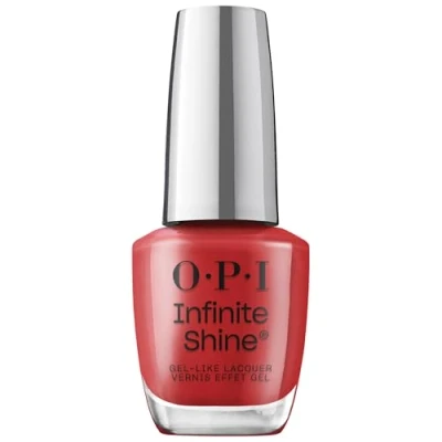 Abbildung von OPI Infinite Shine Big Apple Red vorgehärtete Gel Technologie ohne UV Lampe bis zu 11 Tage Halt langanhaltender, veganer Nagellack extra breiter ProWide Pinsel für makellosen Auftrag
