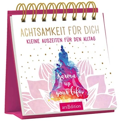 Abbildung von Achtsamkeit für dich: Kleine Auszeiten den Alltag Schöne Tischdeko zur Stressbewältigung; tolles Geschenk Yoga Fans