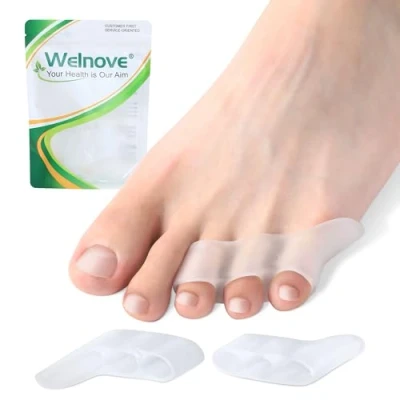 Abbildung von Welnove Gel Pinky Toe Separators 8 Pack Spacers, Bunion Cushions Pads for Women＆Men, Silicone Little Protectors Preventing Rubbing &amp; Relieve Pressure(Clear)