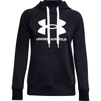 Abbildung von Under Armour Women&#039;s Rival Fleece Logo Aufwärmoberteil, Black, Large