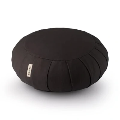 Abbildung von basaho Classic Zafu Meditationskissen Yogakissen Bio Baumwolle Buchweizenschalen Abnehmbarer und waschbarer Bezug (Zen Schwarz)