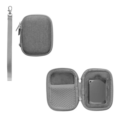 Abbildung von kwmobile Hülle kompatibel mit Crucial X9 Pro / X10PRO X6 WD Elements SE 1T 2T SSD Festplatte Case Tasche für Portable Tragetasche Schlaufe Grau