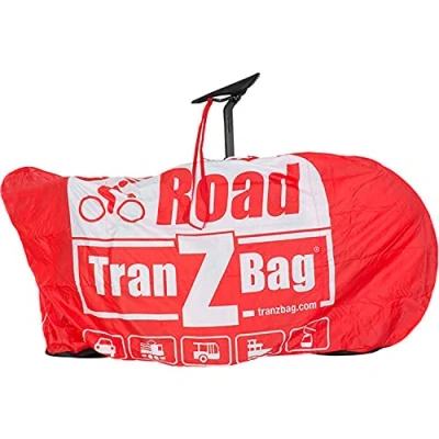 Abbildung von TranZbag Road Fahrrad Transporttasche, Transportschutz für 28″ Laufräder (für Cross und Gravel Laufräder, faltbar, minimales Packmaß, Schultertragegurt, Doppel Reißverschluss), Rot