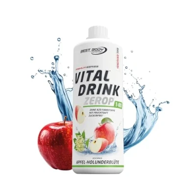 Abbildung von Best Body Nutrition Vital Drink ZEROP Apfel Holunderblüte, Original Getränkekonzentrat Sirup zuckerfrei, 1:80 ergibt 80 Liter Fertiggetränk, 1 l (1er Pack)