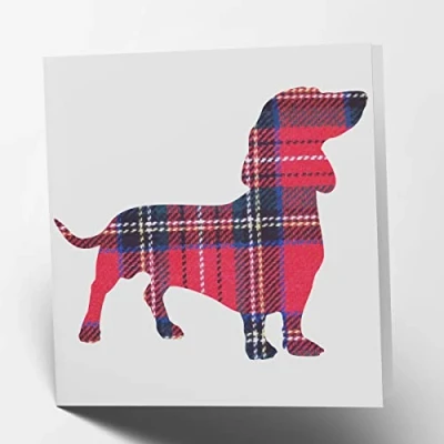 Abbildung von Blanko Grußkarte von Maturi mit Tartan Dackel, 15,5 x cm