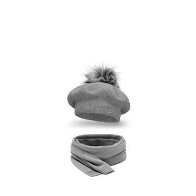 Abbildung von Vivisence Beret AND SET Schal, Damen, Größe: One Size, Light grey