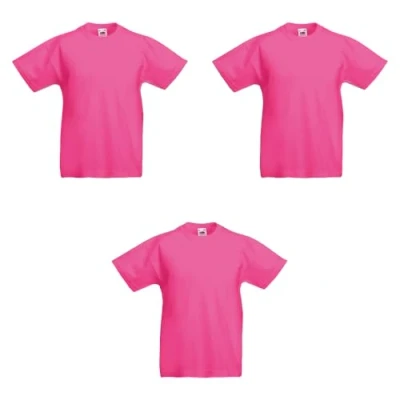 Abbildung von GIDUTEX 3er Pack Kinder Tshirts by Fruit of The Loom Original T Unisex (DE/NL/SE/PL, Numerisch, 164, Regular, 3, Fuchsia)