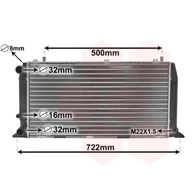 Abbildung von VAN WEZEL 03002047 Kühler, Motorkühlung Aluminium 585 320 34 Kühlrippen mechanisch gefügt AUDI: 80 B4 Saloon, Cabriolet B4, Coupe B3 kfzteile, mister