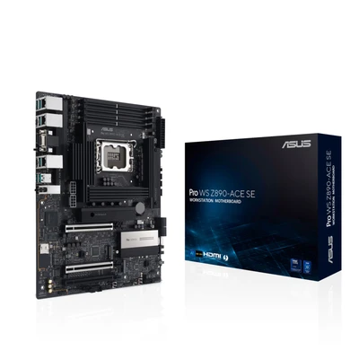 Abbildung von ASUS Pro WS Z890 ACE SE, Motherboard Intel ATX, 16+2+1+2 Stromphasen, DDR5 Slot, PCIe 5.0 für Grafikkarten der neuen Generation, 4 M.2 Steckplätze, USB C Thunderbolt, Schwarz