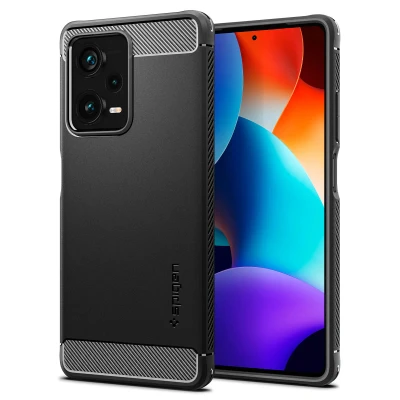 Abbildung von Xiaomi Redmi Note 12 Pro Hülle Silikon Spigen Soft Case/Backcover Handyhülle Schwarz Shockproof/Stoßfest