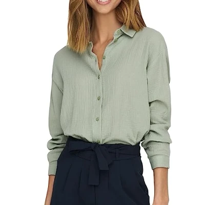 Abbildung von JdY Damen JDYTHEIS L/S Loose Shirt WVN NOOS Hemd, Desert Sage, Small