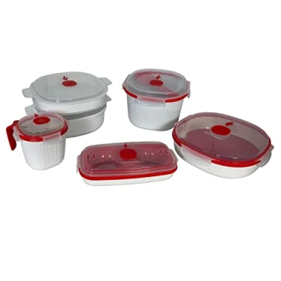 Abbildung von Snips Set 5 teilig Mikrowellenbehälter Dampfgarer 4 L, 2 Reiskocher, Eier und Omelettkocher, Becher, Lebensmittelbehälter mit Deckel für die Mikrowelle 100% Made in Italy