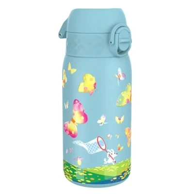 Abbildung von Ion8 Isolierte Edelstahl Trinkflasche, 320 ml, Auslaufsicher, Einhandöffnung, Sichere Verriegelung, Spülmaschinenfest, Klappdeckel, Tragegriff, Leicht zu Reinigen, Langlebig, Schmetterlingsfänger