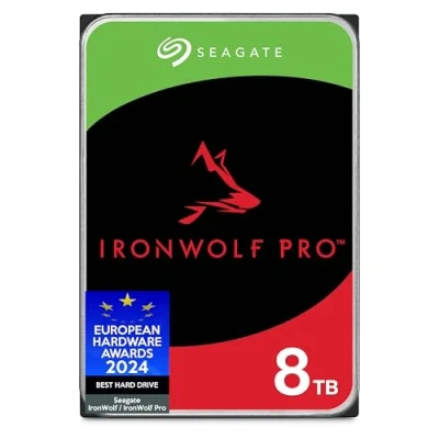 Abbildung von Seagate IronWolf Pro 8TB, NAS interne Festplatte, 3.5 Zoll, 7200 U/Min, CMR, 256 MB Cache, SATA 6 GB/S, inkl. 3 Jahre Rescue Service, Modellnr.: ST8000NTZ01