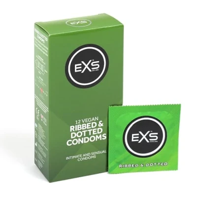 Abbildung von EXS Strukturierte Kondome Mit Naturlatex und Silikon Gleitgel Gerippt &amp; genoppt Vegan 48er Pack