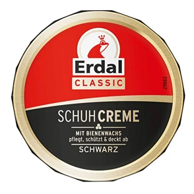 Abbildung von Erdal 75 ml Dose Classic Schuhcreme mit Bienenwachs Schwarz pflegenden Ölen, pflegt, schützt und frischt die Farbe auf, 1er Pack 1 x