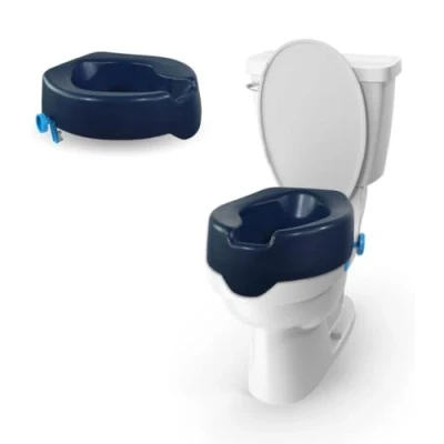 Abbildung von Mobiclinic®, Toilettensitzerhöhung, Río, Europäische Marke, WC Sitzerhöhung, Toilettenaufsatz für Senioren, Toilettenhilfe, Weich, 11 cm hoch, Blau