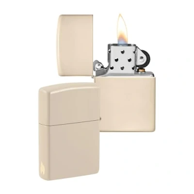 Abbildung von Zippo Flammenmotiv Flat Sand Laser Engrave Sturmfeuerzeug, nachfüllbar, in hochwertiger Geschenkbox