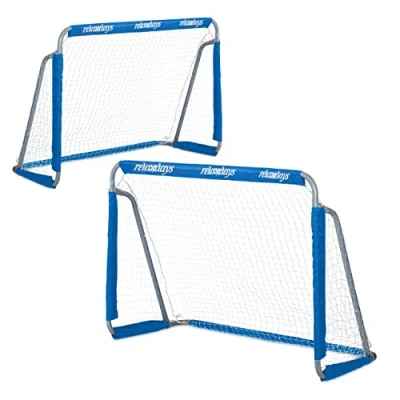 Abbildung von Relaxdays Fußballtor Garten, 2er Set, Kinder &amp; Erwachsene, HBT 110 x 150 75 cm, Metall, stabile Tore für Fußball, blau