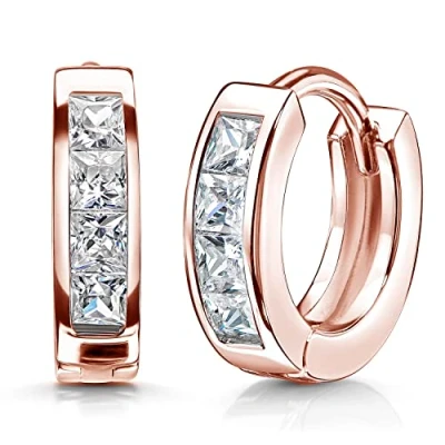 Abbildung von Materia Rosegold Creolen Damen 925 Silber vergoldet mit Zirkonia SO 453 Rose