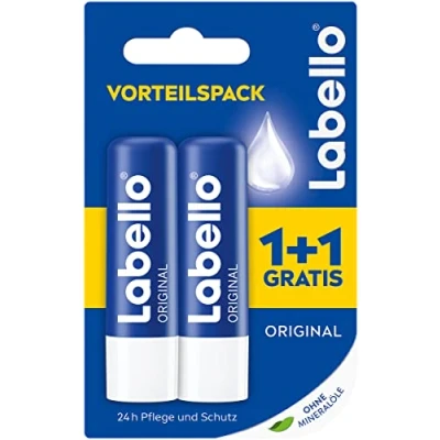 Abbildung von Labello Original Vorteilspack 1+1 Gratis (2 x 5,5 ml), Lippenpflegestift mit Shea Butter und natürlichen Ölen, pflegender Lippenbalsam ohne Mineralöle