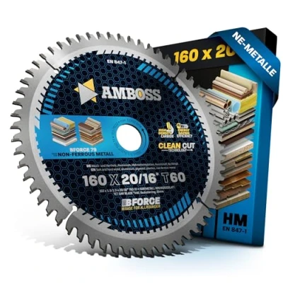 Abbildung von HM Kreissägeblatt 160x20 16 Z60 Trapez Flachzahn für Aluminium. AMBOSS WERKZEUGE® Sägeblatt 160mm +Reduzierring 20mm. 160x16 komp. zu Festool TS 55 F. TSC K. HK 55. HKC Bosch. Mafell