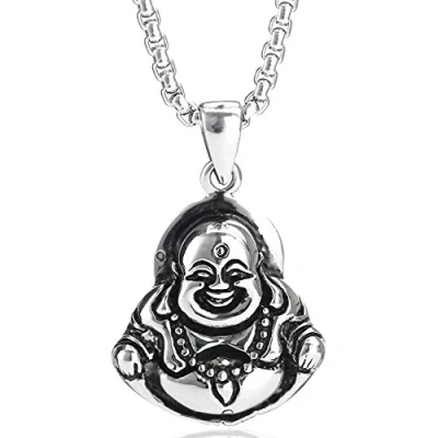 Abbildung von DonDon Herren Halskette Edelstahl 52 cm mit einem Buddha Anhänger und Samtbeutel
