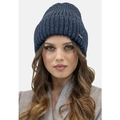 Abbildung von VIVISENCE Damen Winter Mütze Klassischen Beanie Strickmütze Stil Perfekte Passform Strickbündchen Umgeschlagener Saum Warmem Rippengarn Ideal Für Kalte Wintertage Winter, Dunkelblau,Einheitsgröße