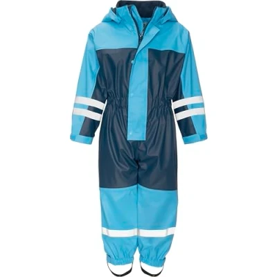 Abbildung von Playshoes Unisex Kinder Regen anzug Mit Fleece futter Warmer Wasserdichter Matschanzug Regenbekleidung, Marine Overall, 80 EU