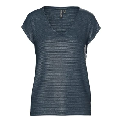 Abbildung von Pieces Glitter Tshirt print, Damen, Größe: XS, Reflecting pond