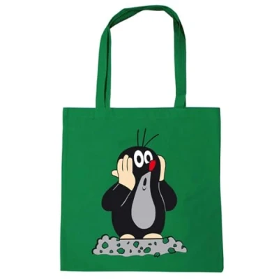 Abbildung von Logoshirt® Der kleine Maulwurf I Oh wiederverwendbare Tasche Stofftasche Baumwolltasche bedruckt 100% Baumwolle mit langen Tragegriffen grün lizenziertes Originaldesign