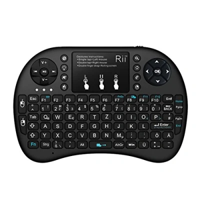 Abbildung von Rii Mini i8+ Wireless (QWERTZ) Beleuchtete Tastatur mit Multi Touch Maus Pad für Smart TV, PC, HTPC, Computer und Konsolenspiele