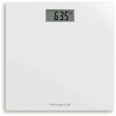 Abbildung von Rowenta Premiss BS1401 Digitale Personenwaage, großes Display, Tragkraft 150 kg, ultradünn, automatisch, Plattform aus gehärtetem Glas, inklusive Batterie 30 x cm