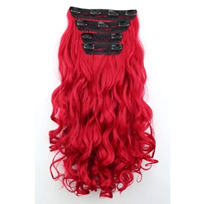 Abbildung von CAISHA XXL 45cm 4 Teile Set CLIP IN EXTENSIONS Haarverlängerung Haarteil Voluminös Gewellt Rot CES308 1