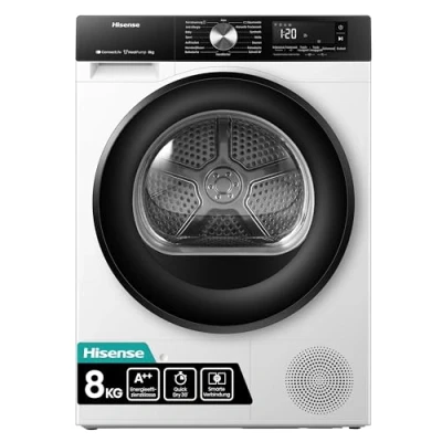 Abbildung von HISENSE DH3S802BW3/ 8KG/ Kondensation mit Wärmepumpe / 16 Programme/ConnectLife/TwinAir/EEK A+++