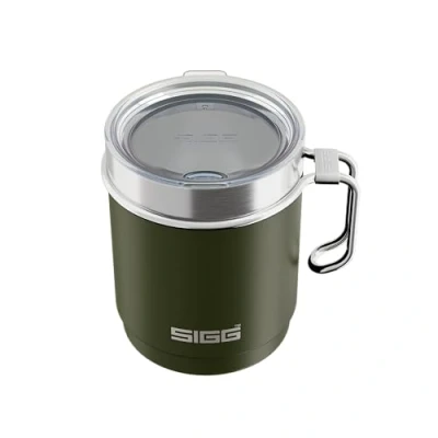 Abbildung von SIGG Camp Thermobecher Travel Mug Roasted Green Mit Tritan Deckel &amp; Henkel Spülmaschinenfest BPA frei 18/8 Edelstahl Camping Wandern Dunkel Olivengrün 0,36L