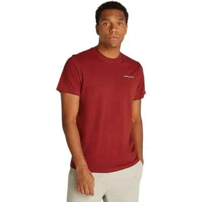Abbildung von Tommy Jeans Herren T Shirt Kurzarm Slim Rundhalsausschnitt, Rot (Regatta Red), XL