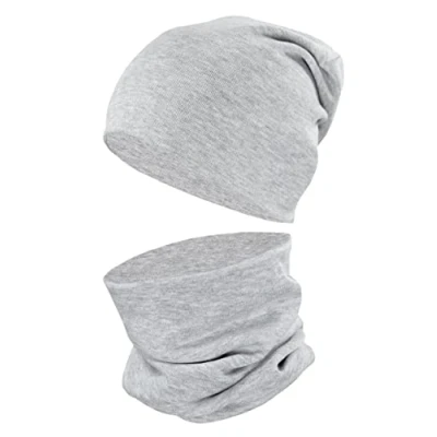 Abbildung von TupTam Kinder Mütze/Beanie und Schlauch Schal Set aus Jersey Rippstoff, Farbe: Rippstoff Schwarz, Größe: 56 62
