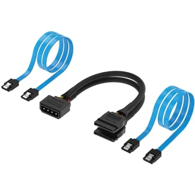 Abbildung von Sabrent SSD/SATA Festplattenanschlusskit [Molex 4 Pin zu x2 15 SATA Stromverteilerkabel und Kabel (Daten)] (CB SDSP)